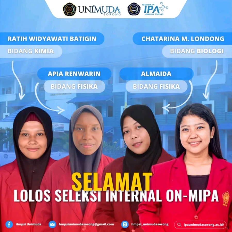 Empat Mahasiswi Program Studi Pendidikan IPA Lolos Seleksi Internal ON-MIPA se-UNIMUDA Sorong Tahun 2023